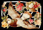 Glansbilledeark - Stor due med blomster
