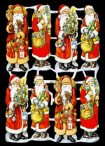 Glansbilledeark - 8 små julemænd 