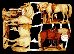Glansbilledeark - 3 heste med hunde