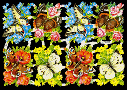 Glansbilledeark - Sommerfugle i blomst