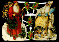 Glansbilledeark - Rød og hvid julemand