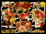 Glansbilledeark - Børn med blomster 