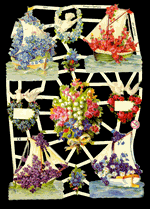 Glansbilledeark - 4 skibe med blomster