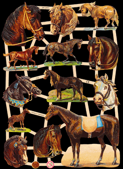 Glansbilledeark - Hest med sadel