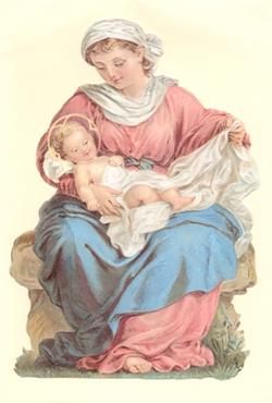 Kort - Glansbillede Maria og Jesusbarn