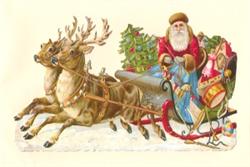 Kort - Glansbillede Julemand i kane