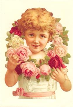 Kort - Glansbillede Pige med rosenkrans